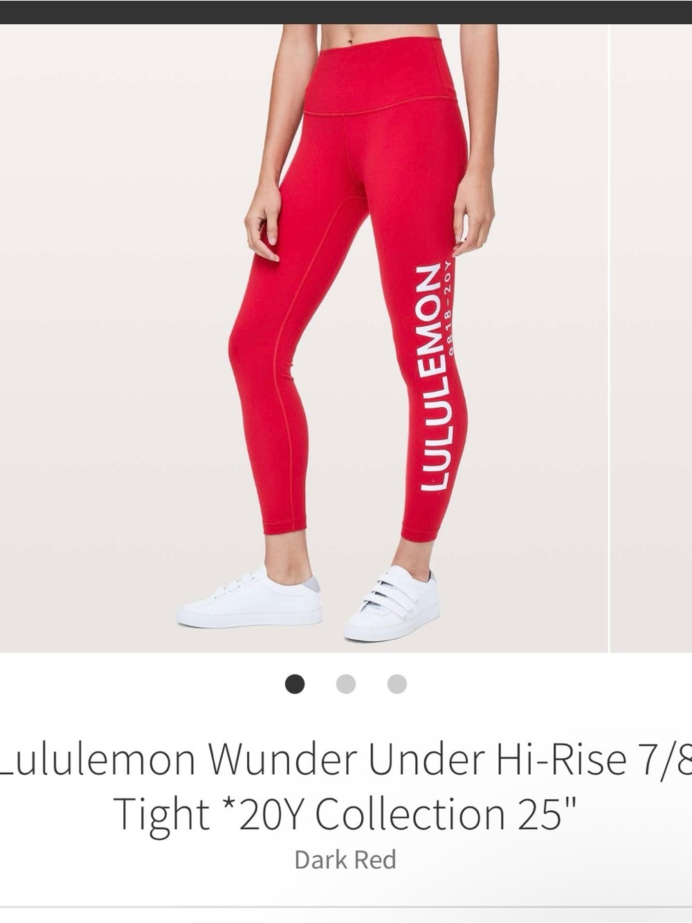 Lululemon Athletica Red High Rise Wunder Under 7/8 logo leggings 9/10